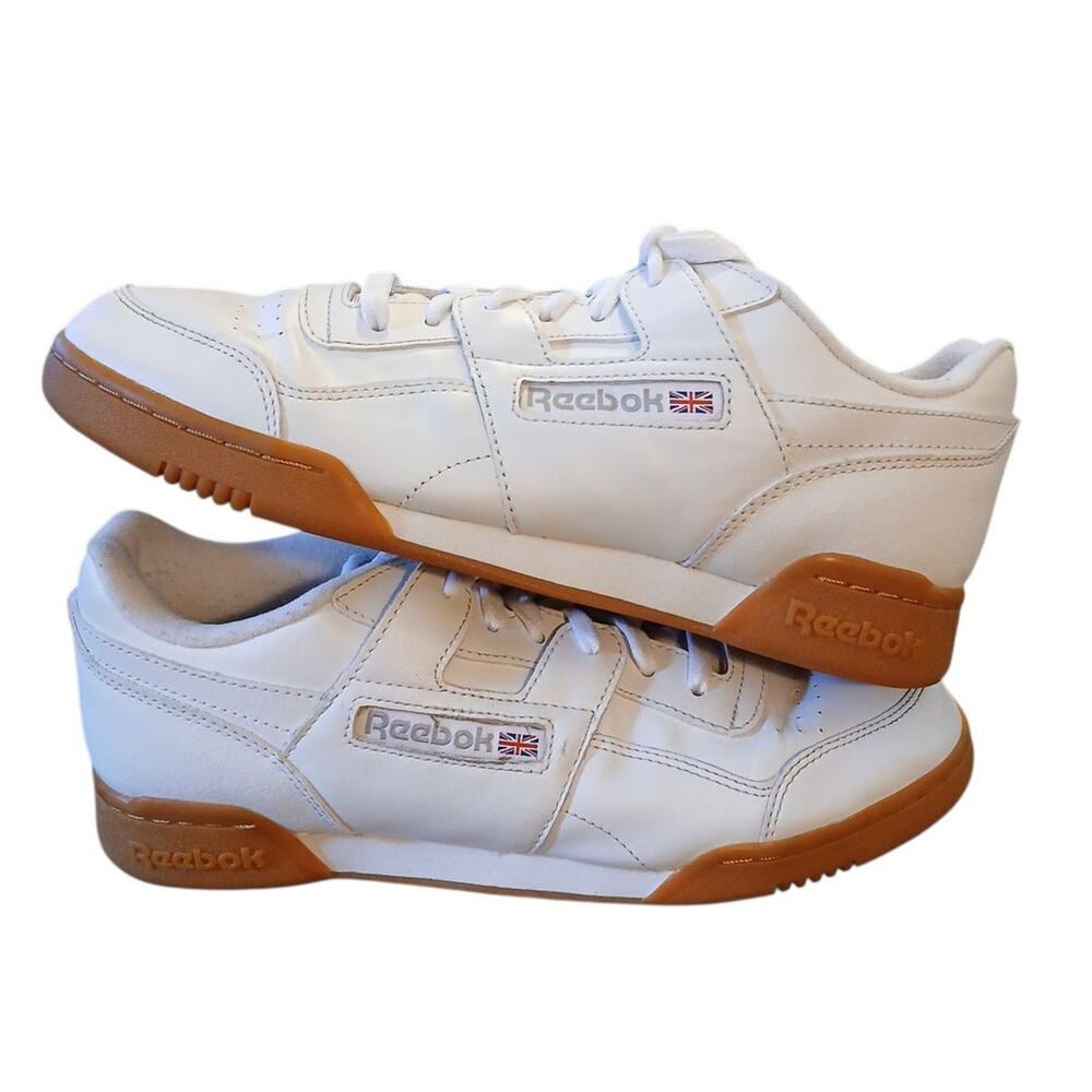 Reebok Workout Plus Full Grain Leather Men's Sneakers White Gum US Sz 10.5 READ - Picture 3 of 15